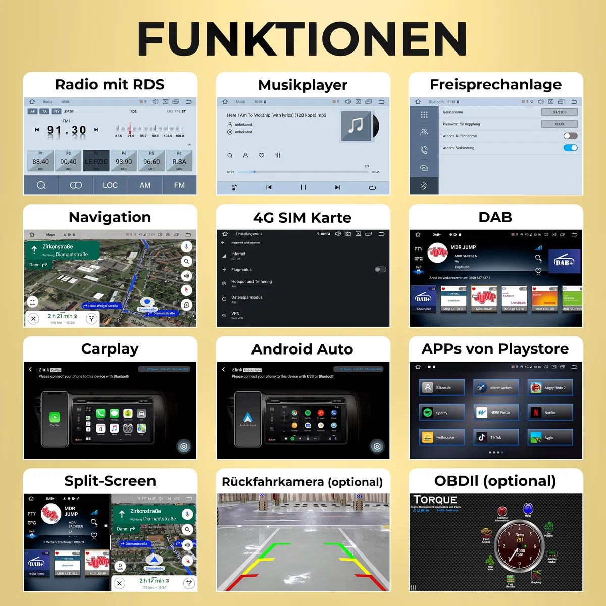 M.I.C.1192-L3 Android 14 Autoradio mit Navigation: MT6769V, 4GB+64GB, 10.1 Zoll QLED Display, SIM, Apple CarPlay & Android Auto, DAB+, GPS–Ersatz für FIAT Ducato Peugeot Boxer Citroen Jumper 2006-2024