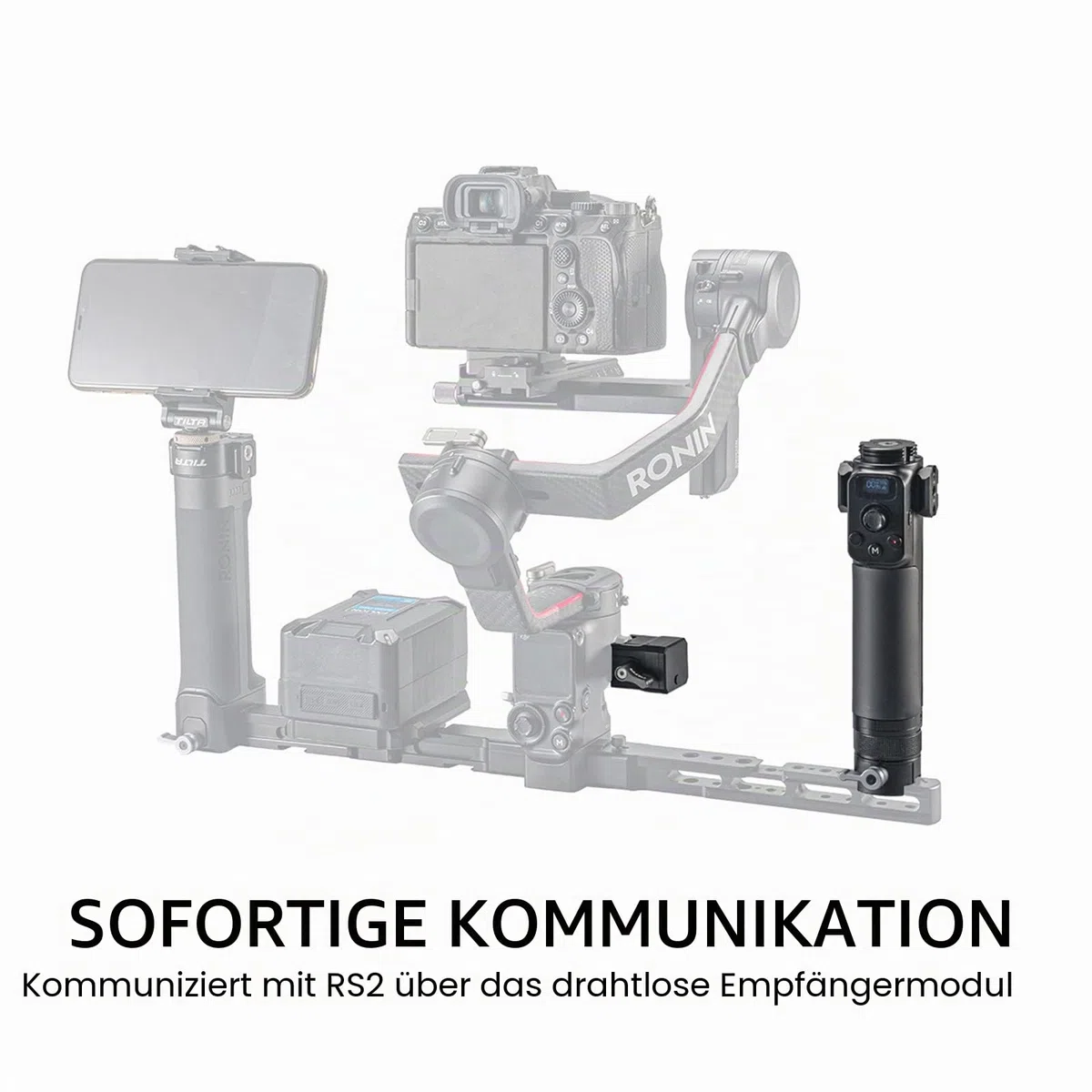 Tilta Fernbedienungsgriff für Advanced Ring Grip, Kompatibel mit DJI Ronin RS4/RS4 Pro/RS3 Pro/RS2 TGA-ARG-RCH | Kompatibel mit Ronin RS5/RS4/RS4 Pro/RS3 Pro/RS2, Steuert Start/Stopp & Fotomodus, Drahtloser Fokus