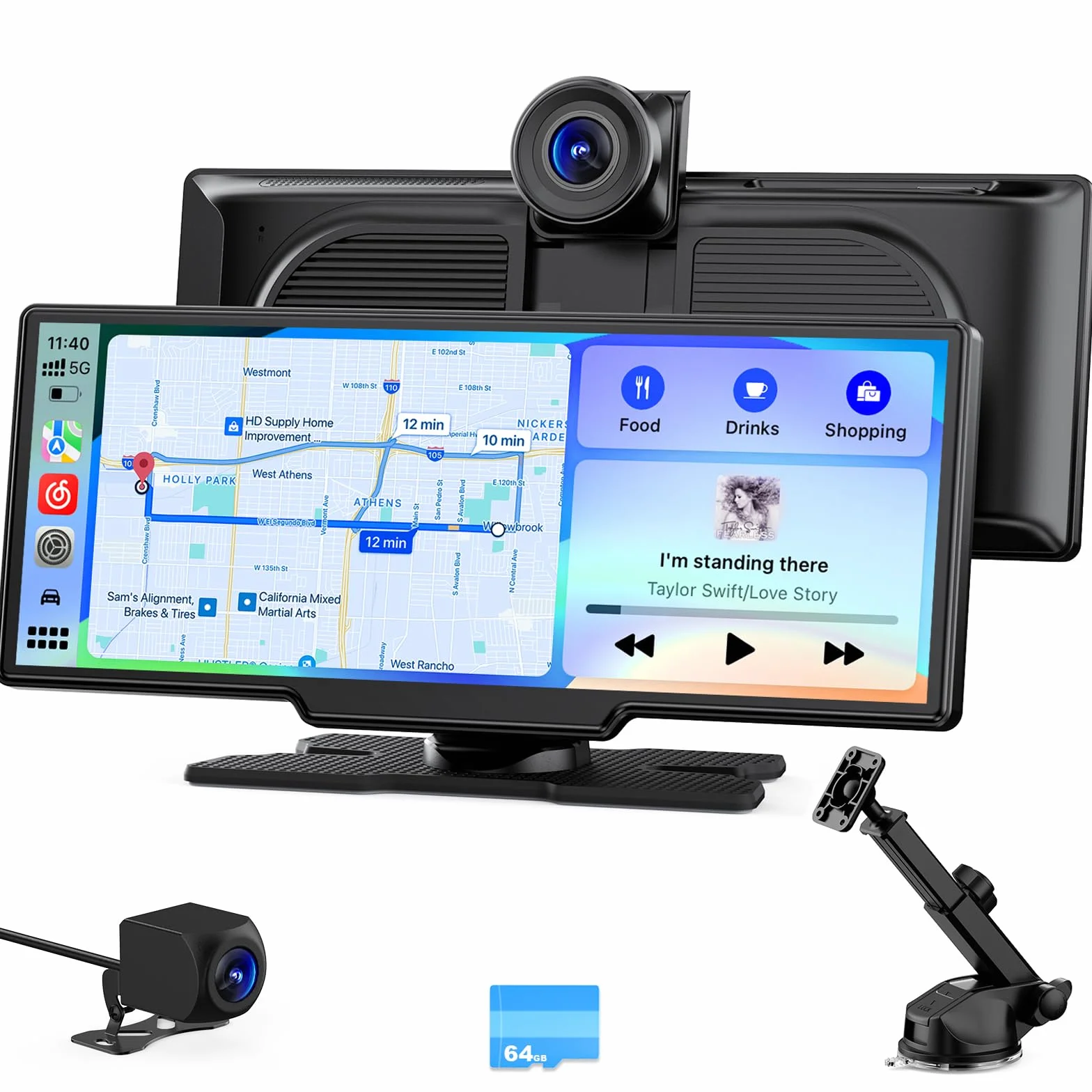 Avylet 9,26" CarPlay Display für Apple CarPlay & Android Auto, 60Hz Carpla mit 4K Dashcam und IP67 Rückfahrkamera, 64GB Karte, OTA-Updates, GPS Navigation, Bluetooth 5.0, Mirror Link, FM/AUX