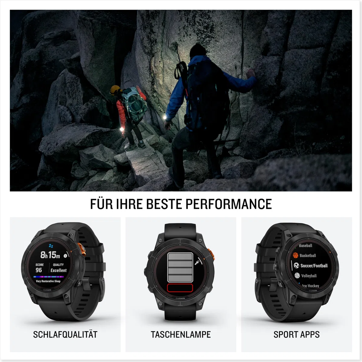 Garmin fēnix 7X Pro 51mm GPS-Multisport-Smartwatch mit Solarladelinse, bis zu 37 Tage Akkulaufzeit, Farbdisplay, Touch-/Tastenbedienung, TOPO-Karten