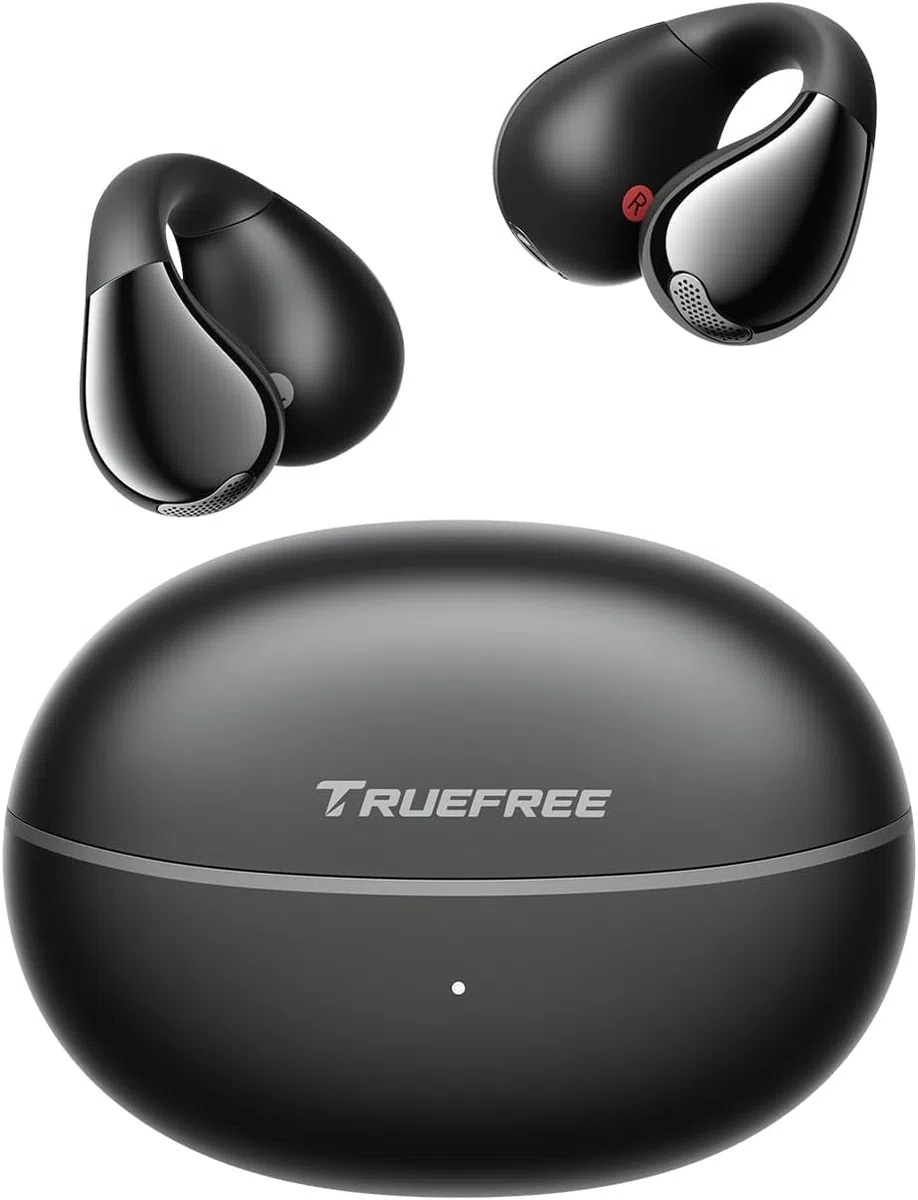 truefree B1 Open Ear Bluetooth Kopfhörer, Clip-On Kopfhörer Sport, Kabellose Bluetooth 5.4, Komfort-Ohrhörer, 3D-Klang, Dynamischer EQ, APP, Leichte Stabiles Nur 5 g, 25 Std Spielzeit
