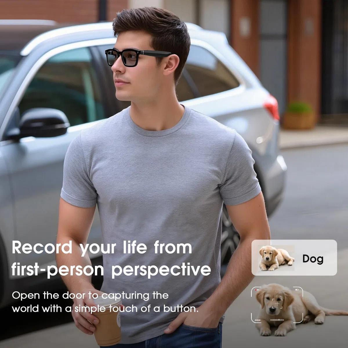 AI Smart Glasses HD 1200P Camera with 8MP Anti-Shake, Photochromic Lenses for Outdoor & Travel, Video Recording, AI Object Recognition & ChatGPT Integration