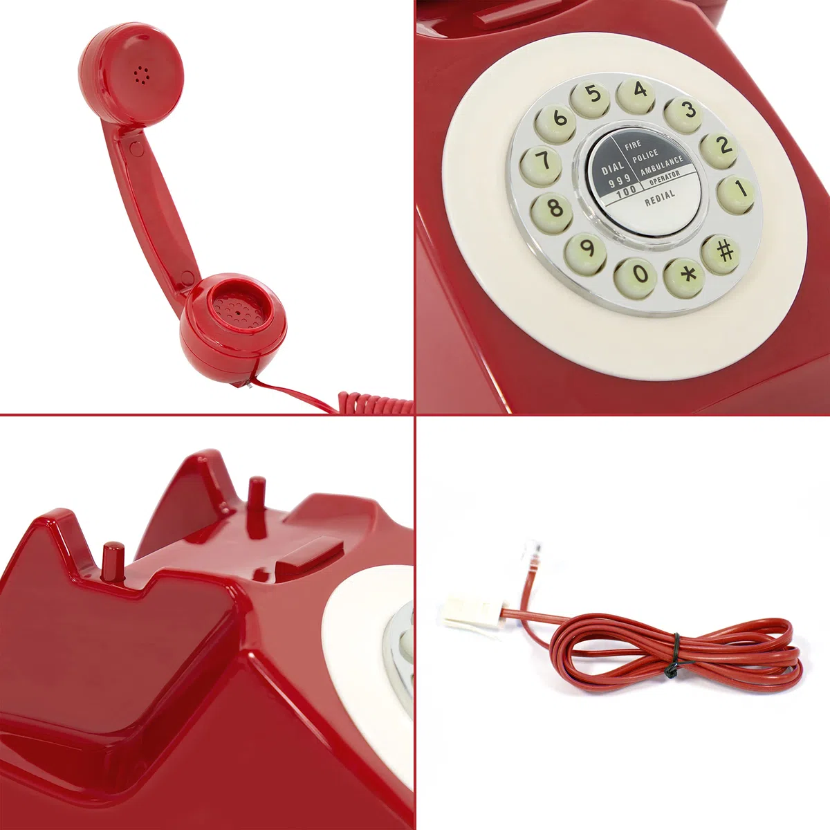 Benross 44510 Klassisches Telefon im Retro-Vintage-Stil, Rot