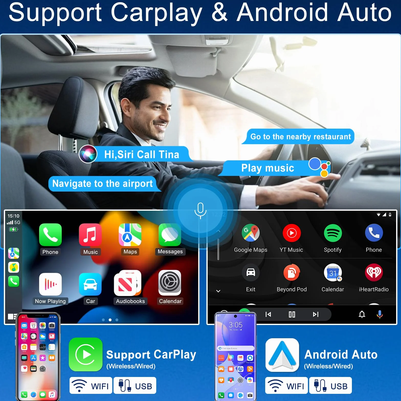 4+64G Android 14 Autoradio für Ford Ka 2008-2014 mit Carplay Android Auto | 10 Zoll Touchscreen Auto Stereo Display Player Radio GPS Navigation Head Unit mit SWC FM RDS MirrorLink Splitscreen Bluetooth