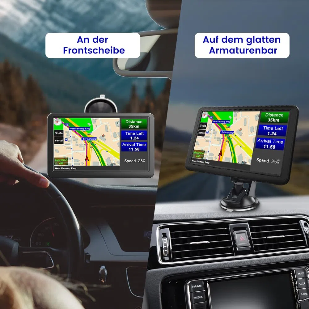 AWESAFE Navigationsgerät für Auto mit Bluetooth, 7 Zoll Touchscreen, 2024 Europa Karten unterstützt Karteupdate, GPS Navigation für Auto PKW KFZ LKW