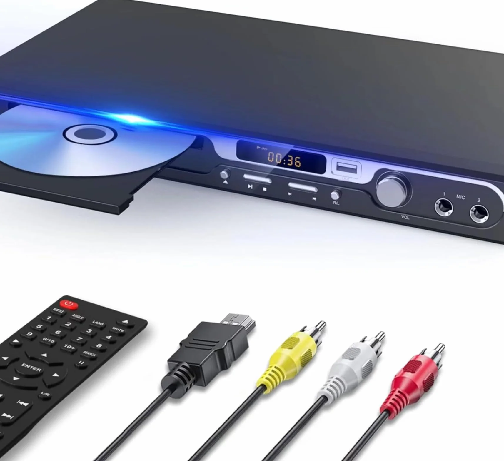 Maite 1080P HD DVD Player für TV - Region Free mit doppelten Mikrofoneingängen, USB & HDMI/AV Ausgang, Metal Tasten und Dolby Sound