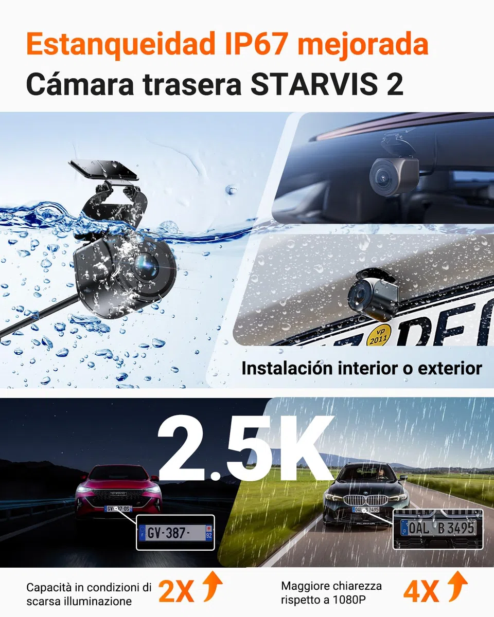 VANTRUE N4 PRO S Dashcam & VP03 Hardwire Kit, 4K+1080P+1440P Vorne Hinten Innen, 5GHz WLAN, 24h Parküberwachung mit G-Sensor, DSGVO konformes Design, Rundum-Schutz, GPS, Sprachsteuerung, Max 1TB