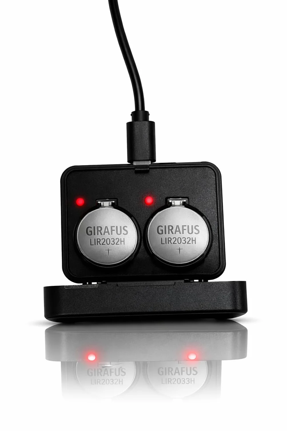 Knopfzellen Ladegerät für LIR-2032/2016 / 2025 Akkus USB Batterieladegerät Inklusive 4X LiR2032 (ersetzen CR2032 Batterien) 3.7Volt Akkus Akkuladegerät