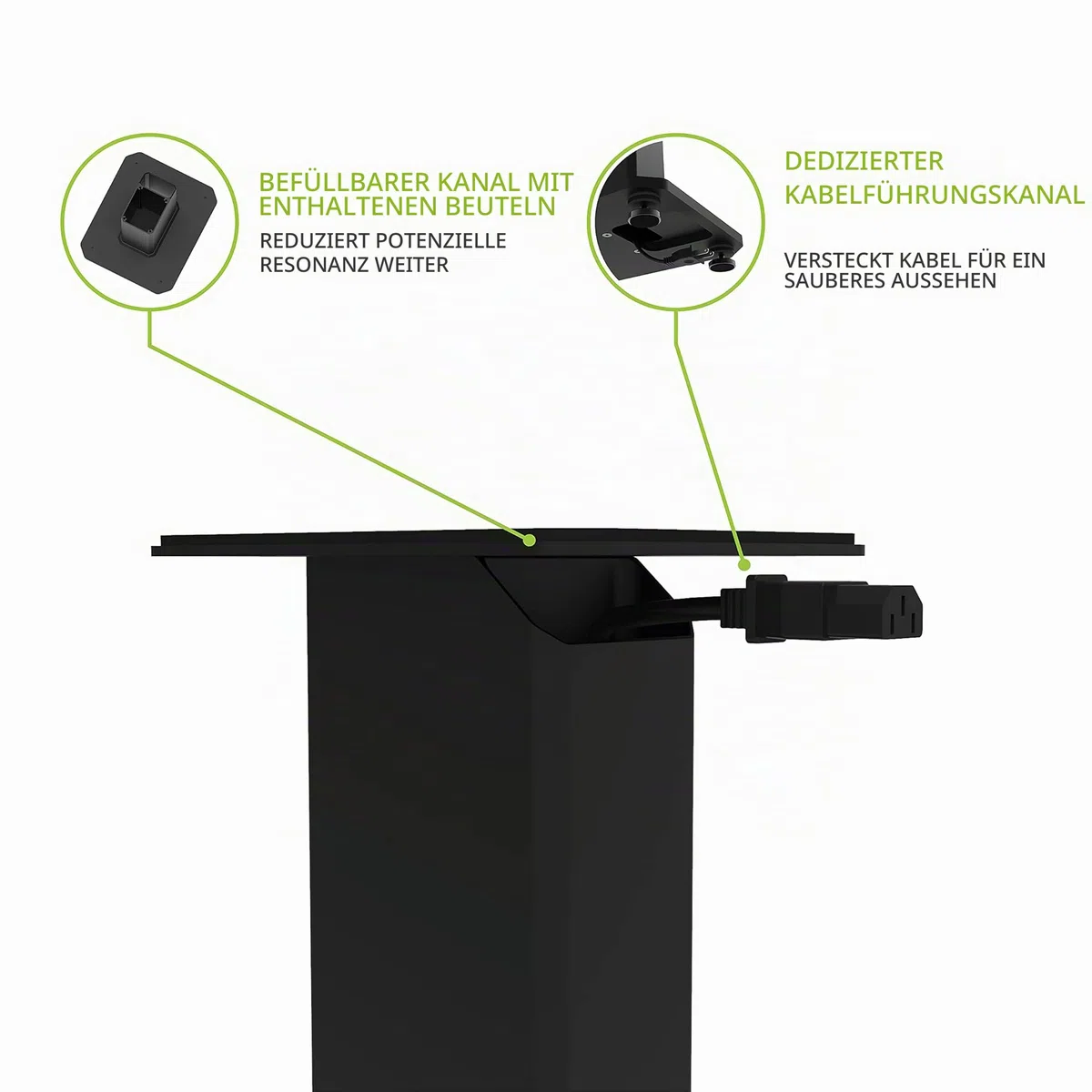 Kanto SX22 Universal Fillable Speaker Floor Stands for Bookshelf Speakers | 22" Tall | Dedicated Cable Channel | Fill Bags Incl. | Pair | Black