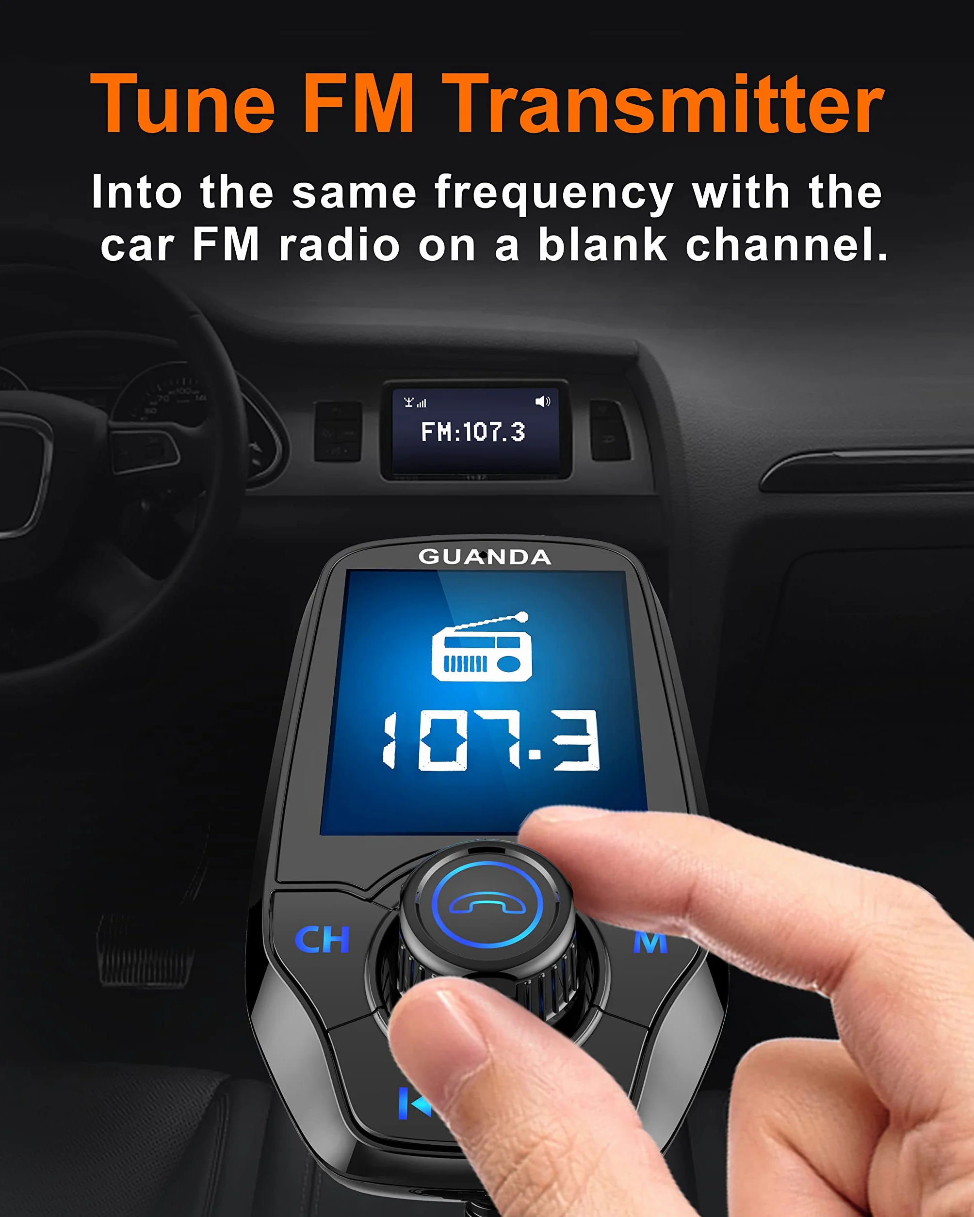 Bluetooth FM Transmitter Auto, Kabelloses Radio Auto Adapter mit 1,8'' Farbdisplay, Freisprechfunktion, AUX-Eingang/Ausgang, SD/TF-Karte, 3 Port USB PD 20W Ladegerät, 5 EQ Modi, 4-in-1 Car MP3 Player
