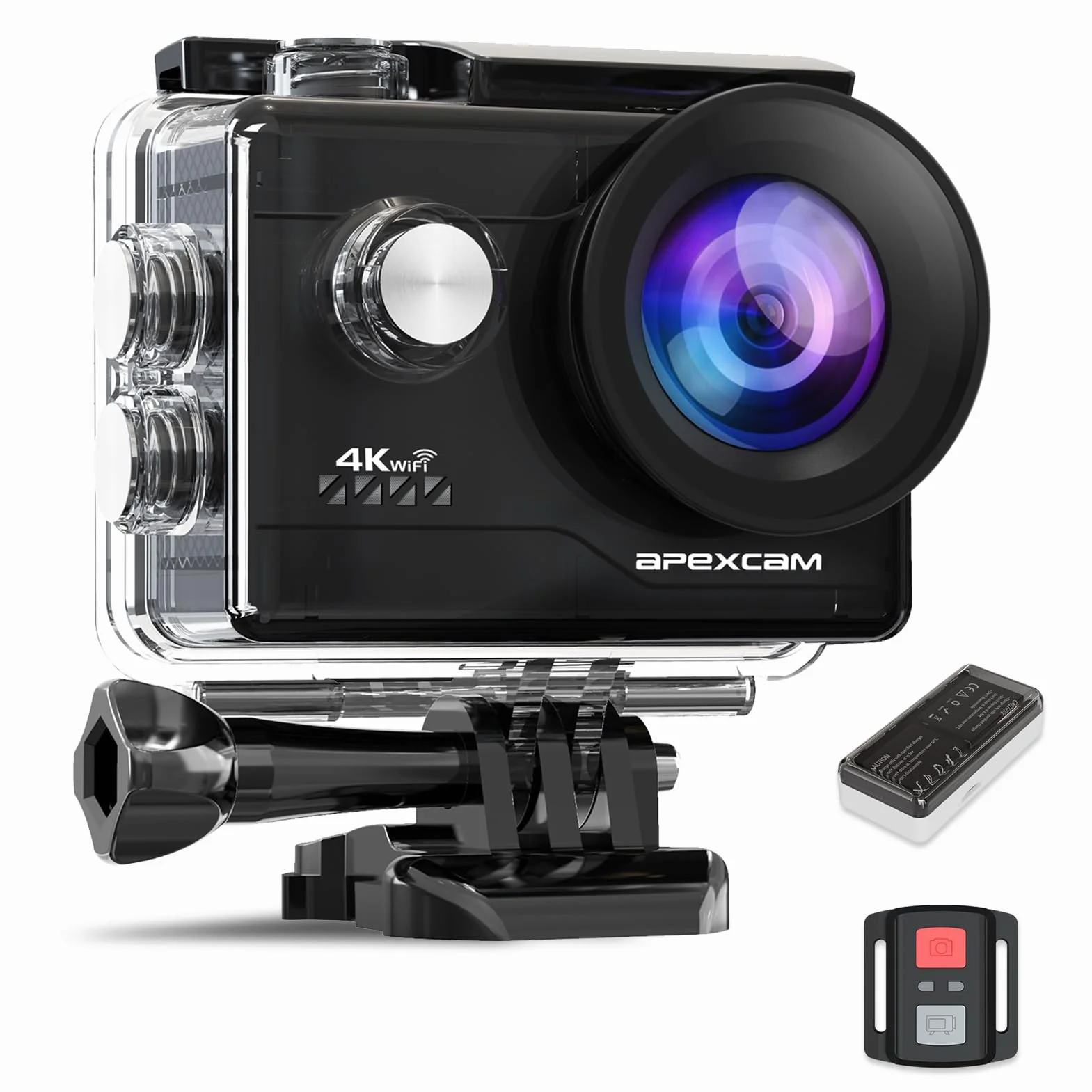 Apexcam 4K Action cam 20MP WiFi Sports Kamera Ultra HD Unterwasserkamera 40M 170 Weitwinkel 2,4G Fernbedienung Zeitraffer 2x1050mAh Akkus 2,0 LCD Bildschirm und andere