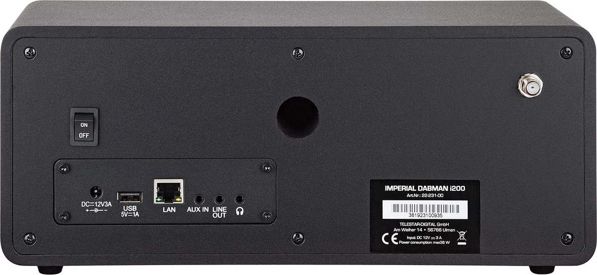 Imperial DABMAN i200 DAB Radio, Internetradio WLAN, DAB Plus Radio, DAB Bluetooth, Küchenradio, WLAN Radio (Stereo Sound, Internetradio/DAB+ / DAB/UKW, LAN, Aux-In, Line-Out, Spotify) schwarz