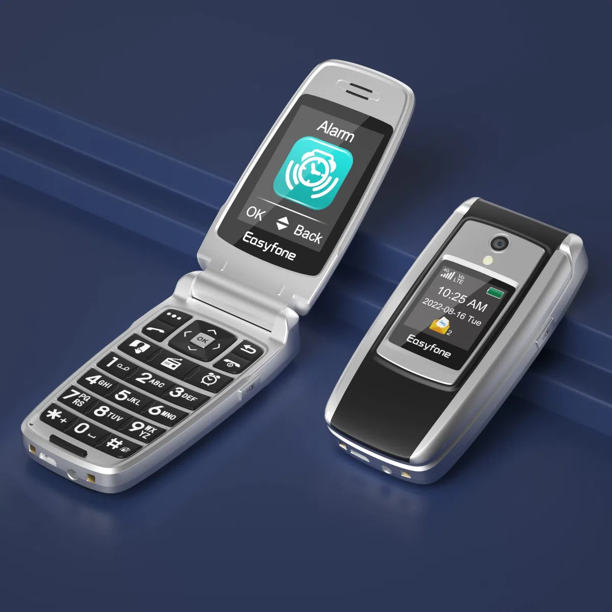 Easyfone T300 4G Seniorenhandy Klapphandy ohne Vertrag, Großtasten Mobiltelefon Einfach und Tasten Notruffunktion, Taschenlampe, 1500mAh Akku und Ladestation (Schwarz)