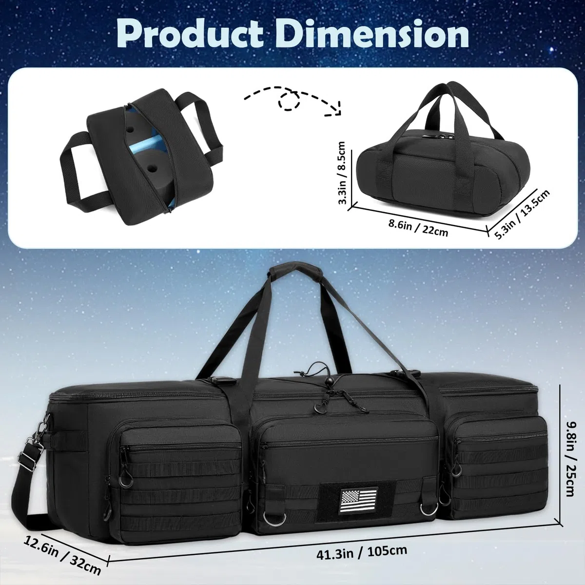 Astronomischer Teleskopkoffer, 103,6 cm, Mehrzweck-Teleskop-Tragetasche, große Teleskop-Reisetasche mit Gegengewichtstasche und Trennwänden, kompatibel mit Celestron-Teleskop