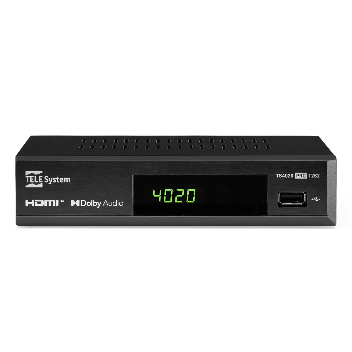 Tele System 2024 TS4020 PRO Digitaler terrestrischer und Satelliten-Decoder, DVB-T/T2 und DVB-S/S2 HEVC HD HDR10 HLG, Einzelfernbedienung