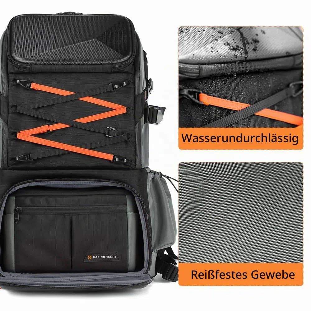 K&F CONCEPT Kamerarucksäcke für Fotografen, riesige Reisetasche, 32L, große Kamerataschen mit Laptopfach und wasserdichter Regenhülle