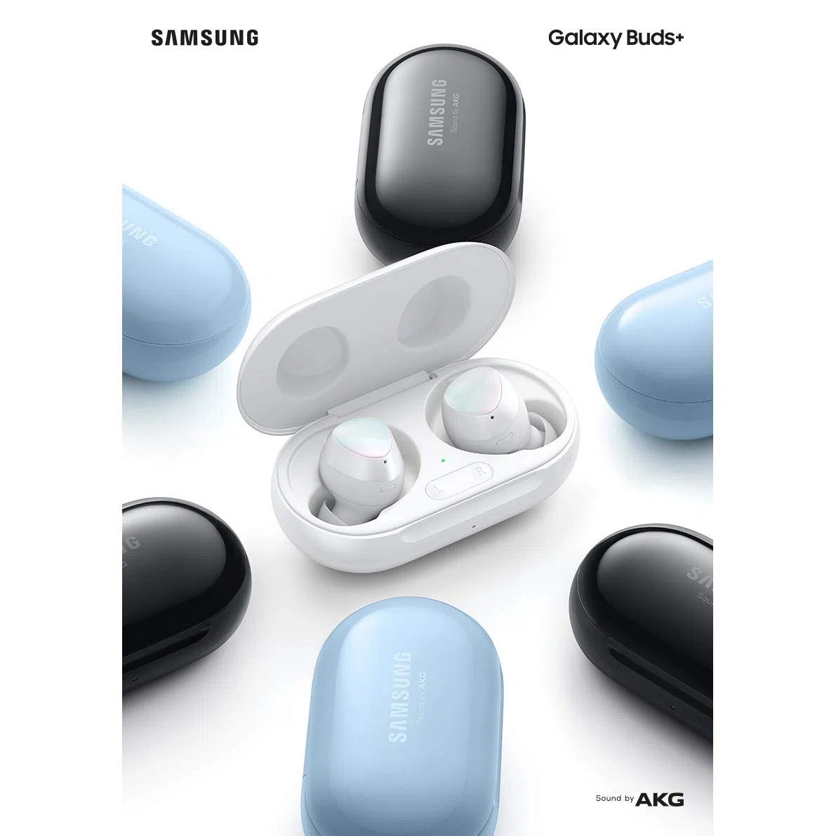 Samsung Galaxy Buds +, Kabellose Kopfhörer, 3 Mikrophone, Sound by AKG, ausdauernder Akku, 2-Wege-Lautsprecher, Bluetooth, Blau (Deutsche Version)
