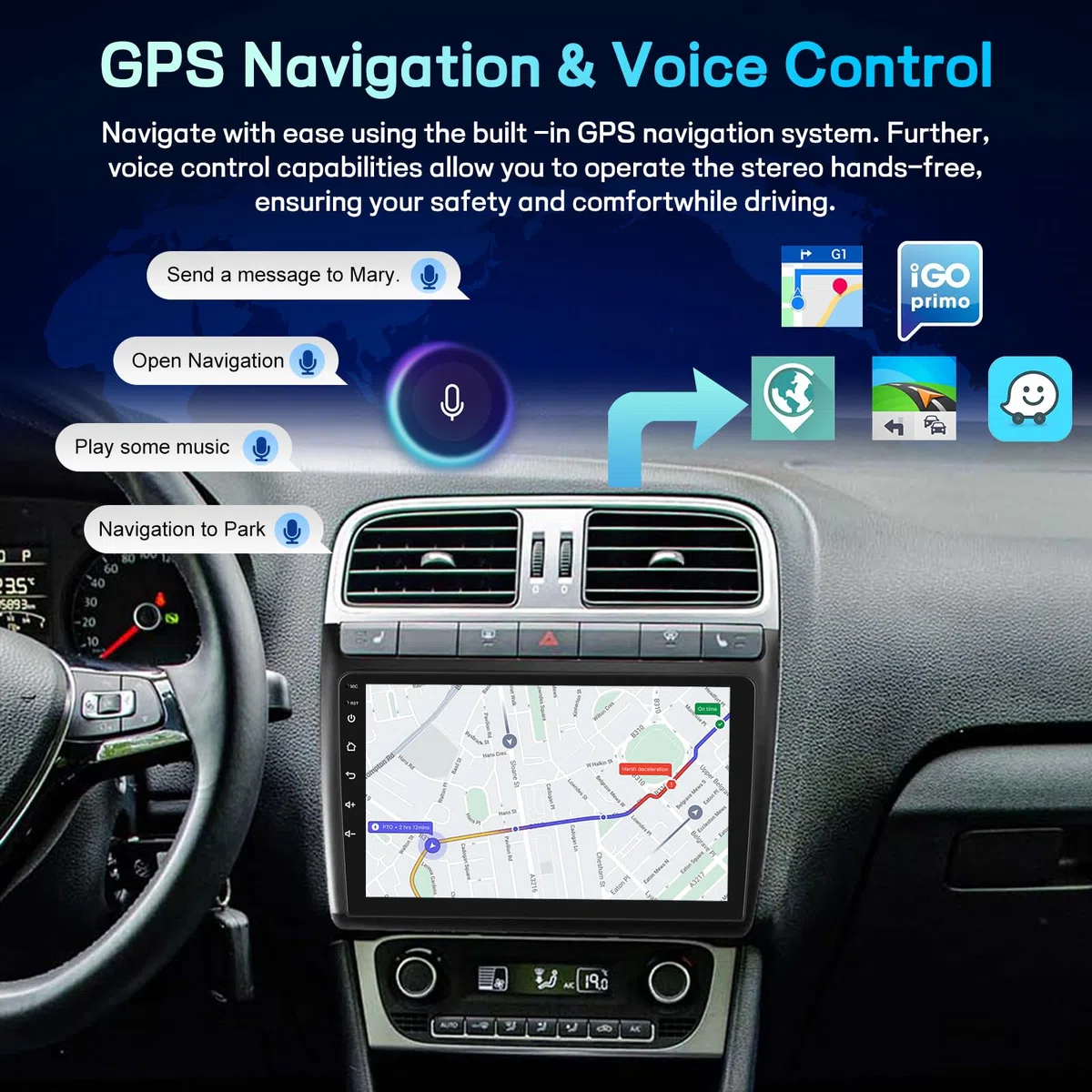 Android Autoradio für Volkswagen VW Polo 2008–2020, 9-Zoll Touchscreen Display 2+64G, Wireless CarPlay Android Auto, GPS WiFi, DSP, FM RDS Radio, Bluetooth, USB + Rückfahrkamera