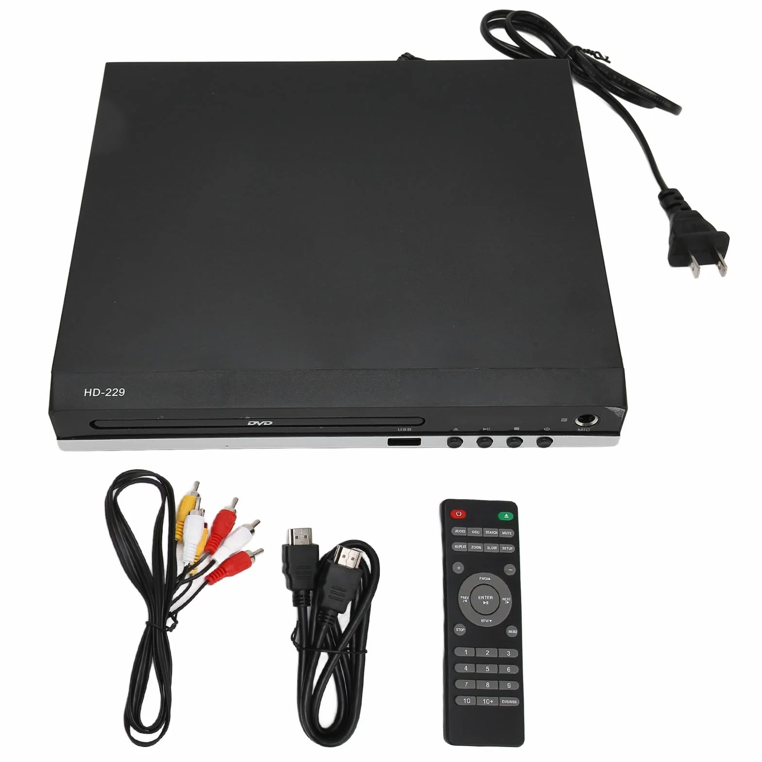 HD-DVD-Player HDMI, 1080P USB-CD-DVD-Player für Fernseher mit Fernbedienung, HDMI- und Cinch-Kabel, Unterstützt USB-Eingang, Disc-Player, Heimkino, Wiedergabe von DVDs