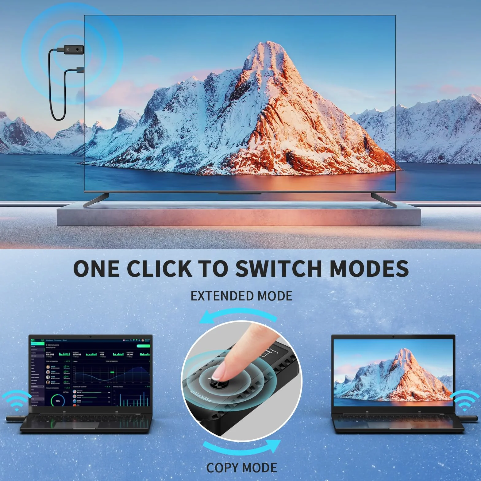 PWAYTEK HDMI Wireless Transmitter and Receivert 4K Decodierung, 1080P Ausgang, 164FT/50M, DualBand 2,4G/5G, für PC/Laptop/HDTV/Projektor, Plug & Play, ohne App (Schwarz)