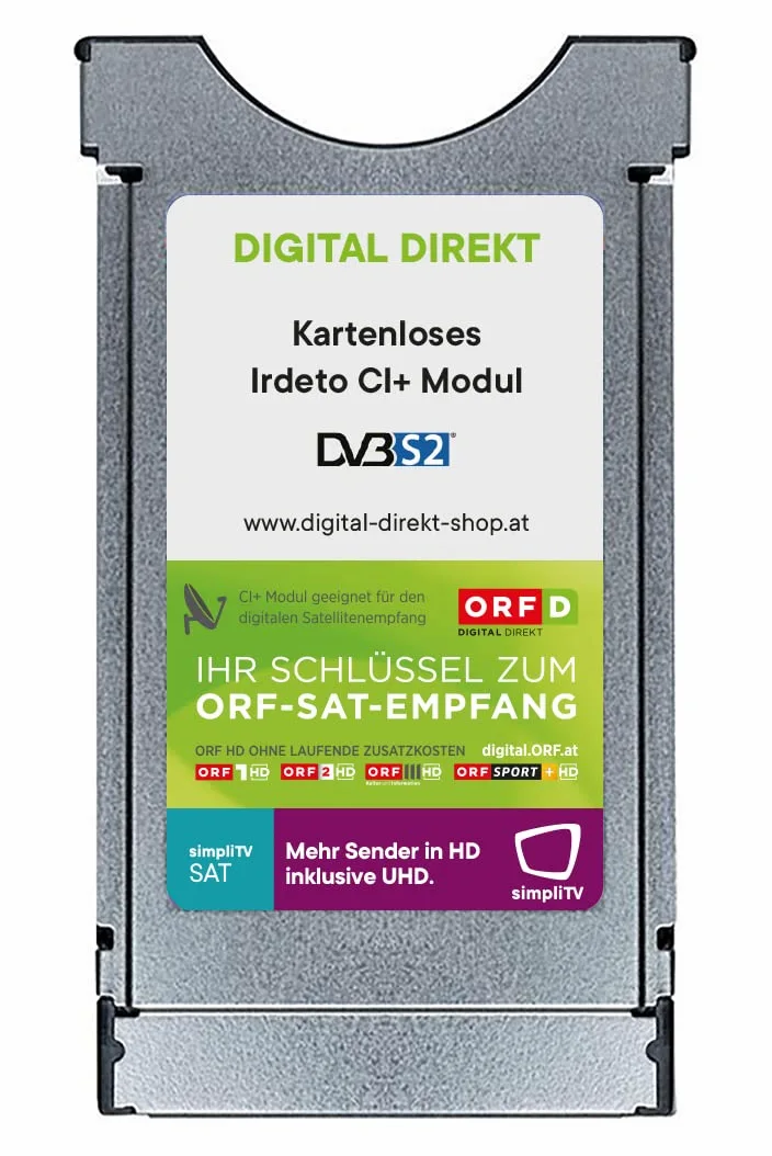ORF DIGITAL DIREKT CI+ SAT Modul kartenlos mit integrierter Entschlüsselung für ORF und simpliTV SAT (keine Karte notwendig)