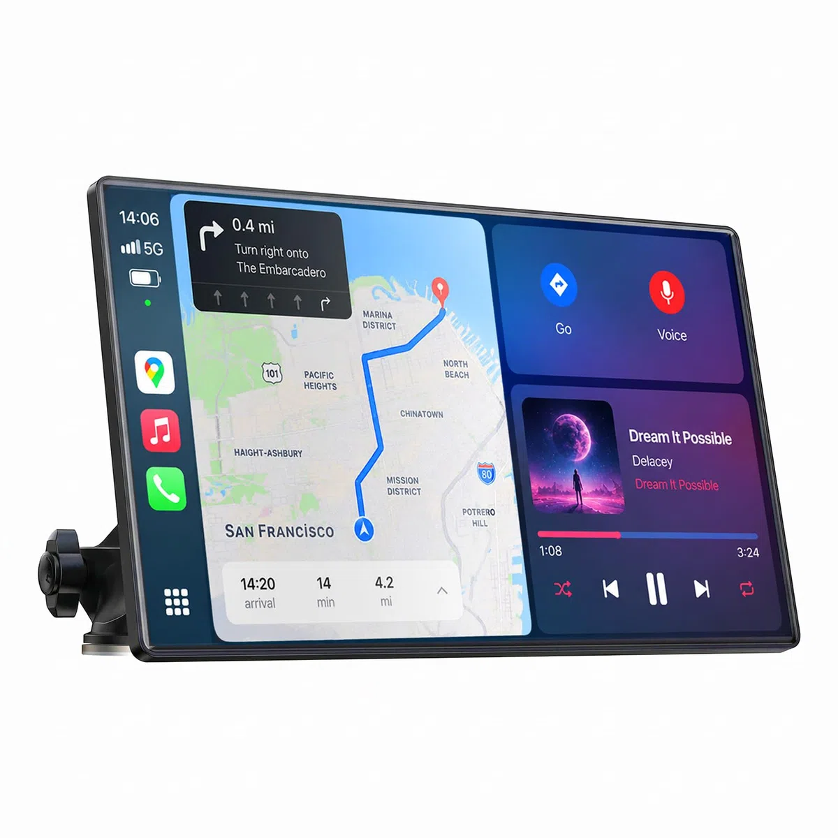 LAMTTO 9 Zoll CarPlay Display Wireless Carplay Android Auto Tragbares Autoradio mit 2.5K Front Dashcam&rückfahrkamera,64GB TF-Karte Auto-Elektronik mit Siri/G00gle Navigation Mirror Link Bluetooth