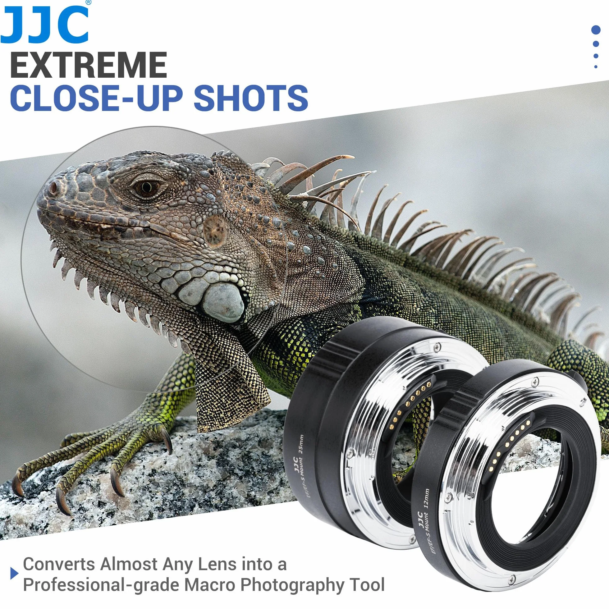 JJC Autofokus (AF) Makro-Verlängerungsrohr mit TTL-Belichtung für Nahaufnahmen für Canon EF/EF-S Mount DSLR & SLR Kameras und EF/EF-S Mount Objektive (12mm/25mm Set)
