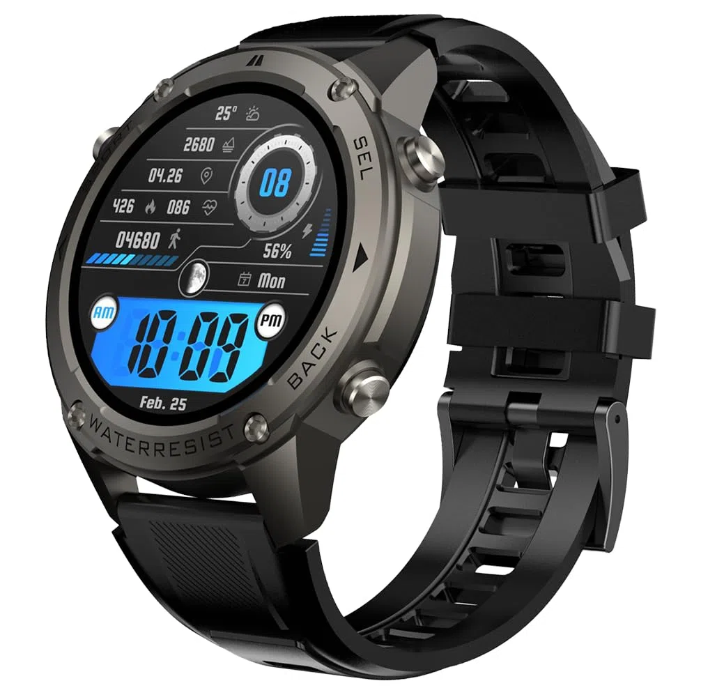 MEIION Odin - GPS Smartwatch Smartwatch Herren mit GPS, Kompass, Barometer, Höhenmesser, 1,43'' AMOLED Display, 170+ Sportmodi, 5ATM wasserdicht, 45+ Tage Akku, Android und iOS