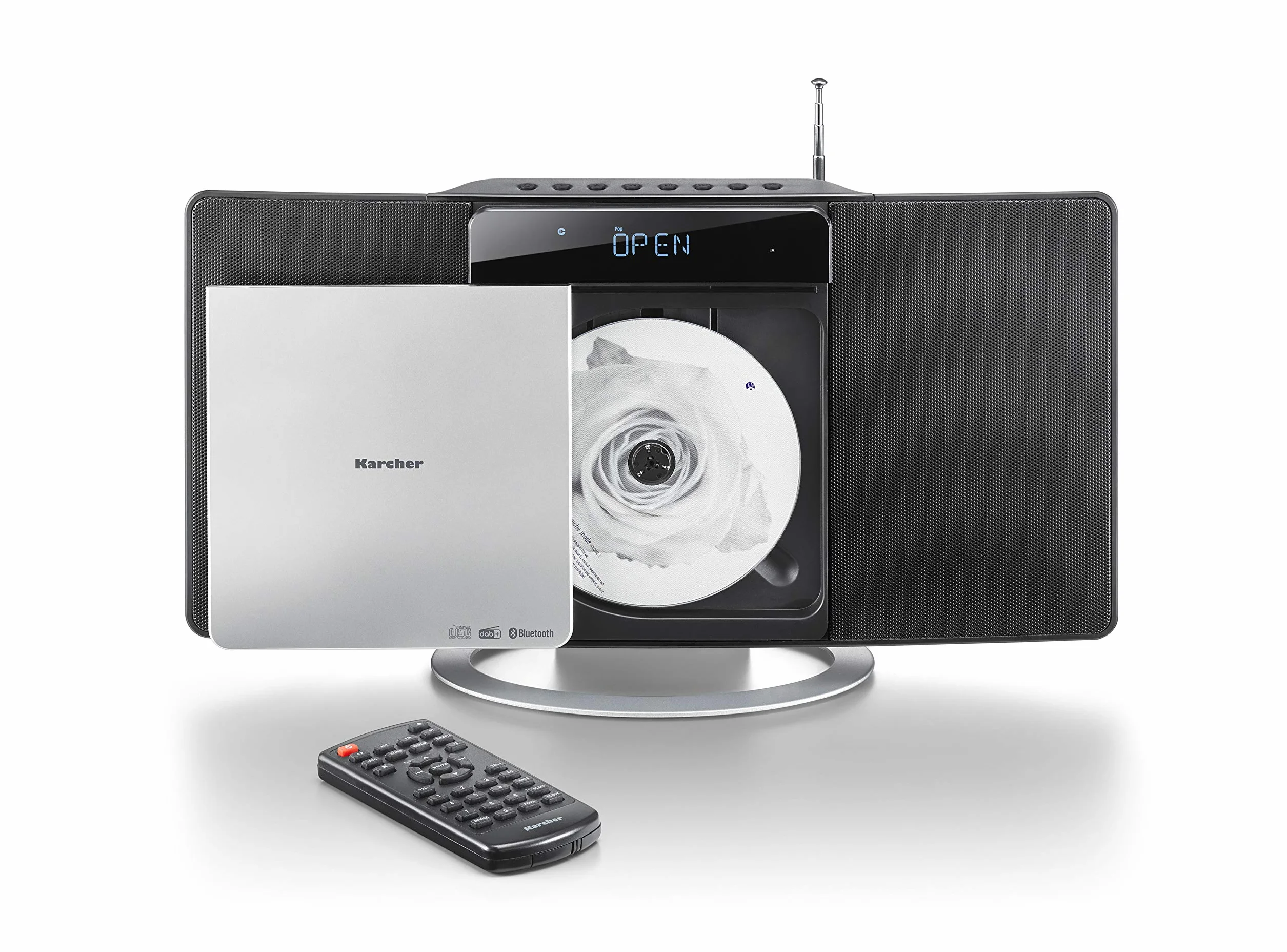 Karcher MC 6580D Kompaktanlage (mit CD Player, vertikale Stereoanlage, Bluetooth und Wecker, UKW und DAB+ Radio, Senderspeicher, MP3-Wiedergabe via USB) schwarz