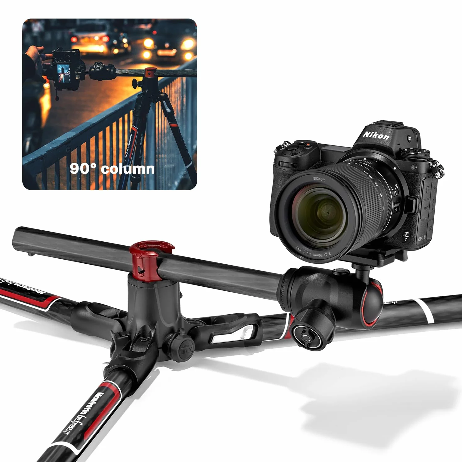Manfrotto Befree GT XPRO Carbon Kamerastativ 496 Kugelkopf Twist Lock-System 90-Grad-Säule 200PL-PRO-Platte DSLR spiegellose Kameras