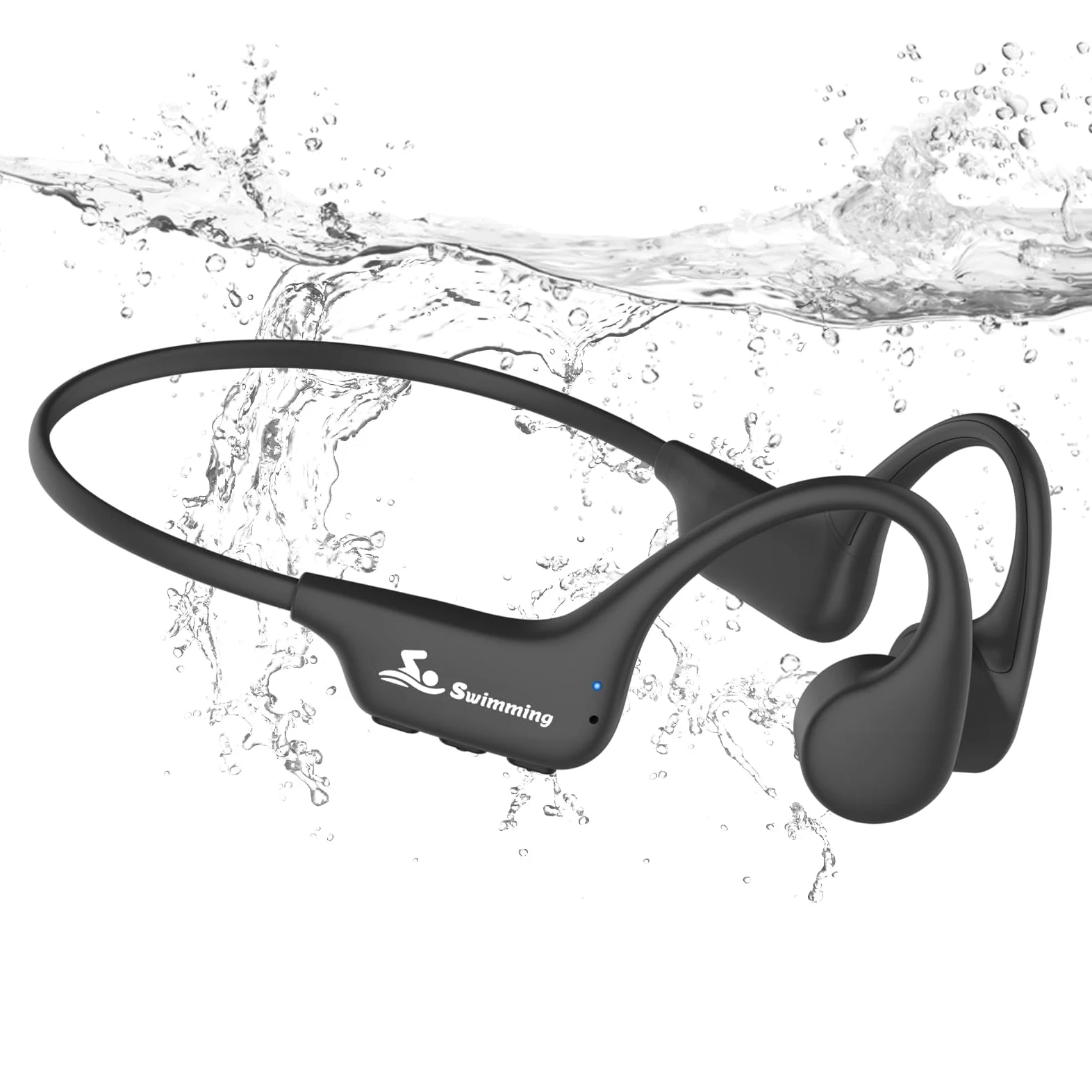 ANSTEN Kopfhörer Schwimmen,IPX8 wasserdichte Kopfhörer Schwimmen mit MP3-Player 8GB Speicher, Knochenschall KopfhöRer Bluetooth 5.4 für Laufen,Radfahren,Surfen(Schwarz)