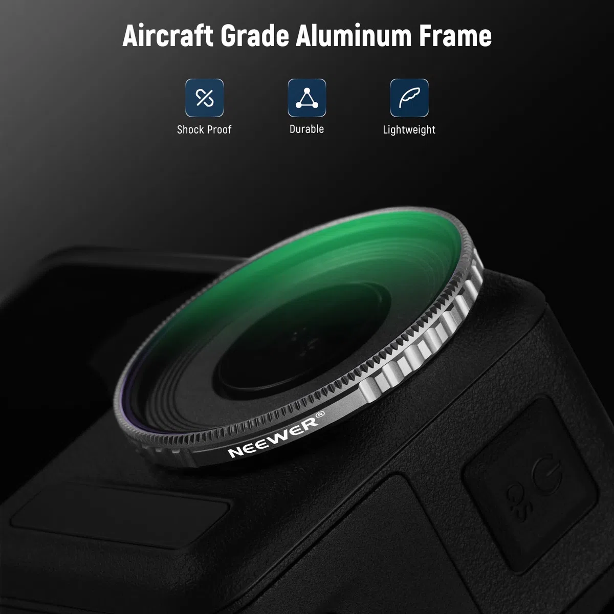 NEEWER CPL & ND Filter Set kompatibel mit DJI Osmo Action 4/Action 5 Pro (4er Pack), Anschrauben Polfilter CPL+ND8+ND16+ND32 Action Kamera Zubehör, mehrfach beschichtetes optisches, FL-A12
