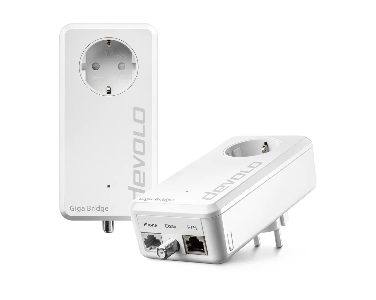 Devolo Giga Bridge Telefon-Set, Netzwerklösung zum Verbinden von ONT und Router, inklusive Kabel, Weiß, 07115