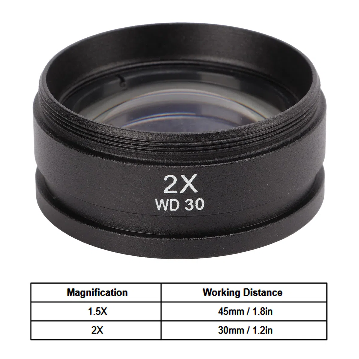 Tyenaza Mikroskopobjektiv, 1,5/2-fach Hilfsobjektiv-Barlow-Linse für Zoom-Stereomikroskop mit Gewinde 48 mm für Trinokularmikroskop(2X)