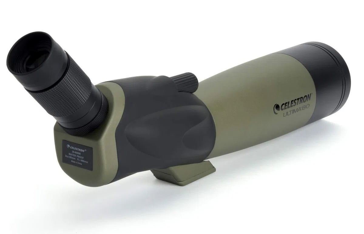 Celestron 52250 Ultima 80mm Angled Refractor Spotting Scope Telescope, Green