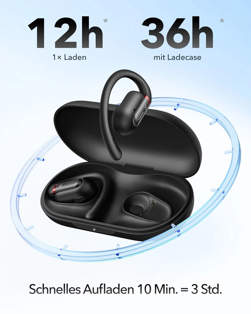 soundcore by Anker V30i Open Ear Kopfhörer, leichte und komfortable Wireless Earbuds, Bequeme und ergonomische Ohrbügel, satter Bass, 36h Spielzeit, Bluetooth 5.3, App-Steuerung, klare Anrufqualität