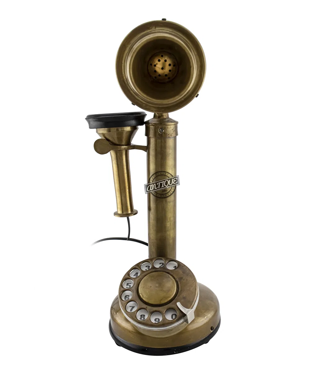 Vintage-Kerzenständer, Telefon, drehbares Zifferblatt, Telefon, kabelgebunden, Festnetz, antikes Dekor (antikes Finish)