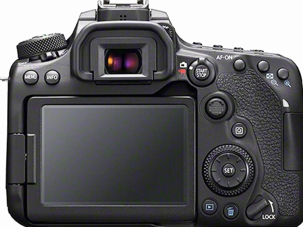 Canon EOS 90D Spiegelreflexkamera Gehäuse Body (32,5 Megapixel, 7,7 cm (3 Zoll), Bluetooth, Vari-Angle Touch Display, APS-C Sensor, 4k, Full-HD, DIGIC 8, WLAN), schwarz