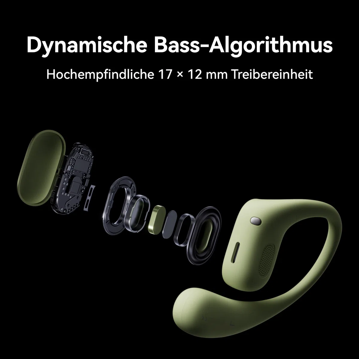 HUAWEI FreeArc Open-Ear Kopfhörer, TWS Bluetooth Sport, Schwarz | Sterling Sound & IP57 Wasserschutz sichern 28h Musik. Ideal für Fitness-Fans beim intensiven schweißtreibenden Workout.