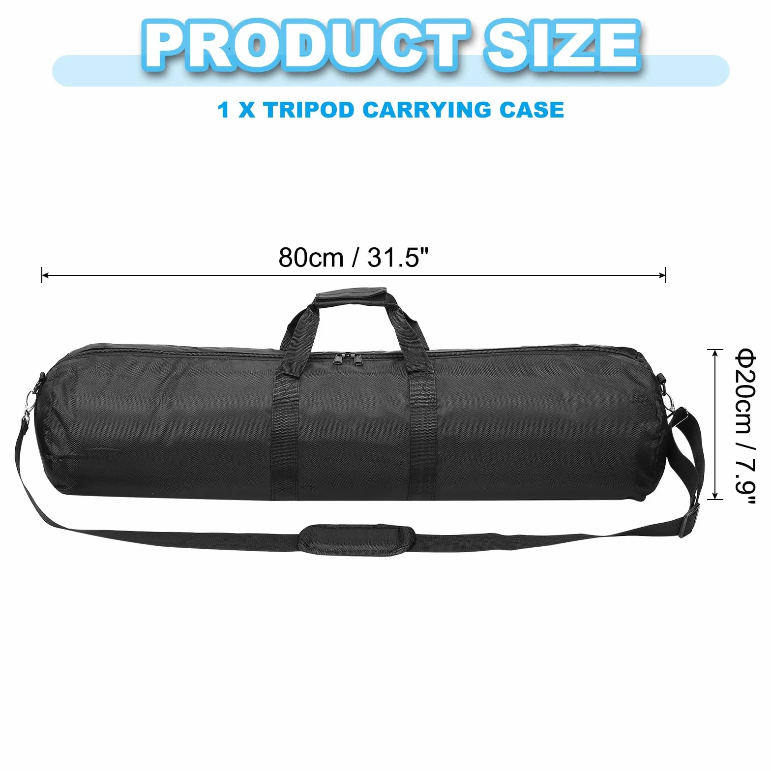 PATIKIL Stativ Tragetasche, 80 x 20 cm Nylon Gepolsterte Stativtasche mit Verstellbaren Schultergurten und Griffen für Lichtständer, Schirme,Mikrofonständer, Lautsprecherständer, Schwarz