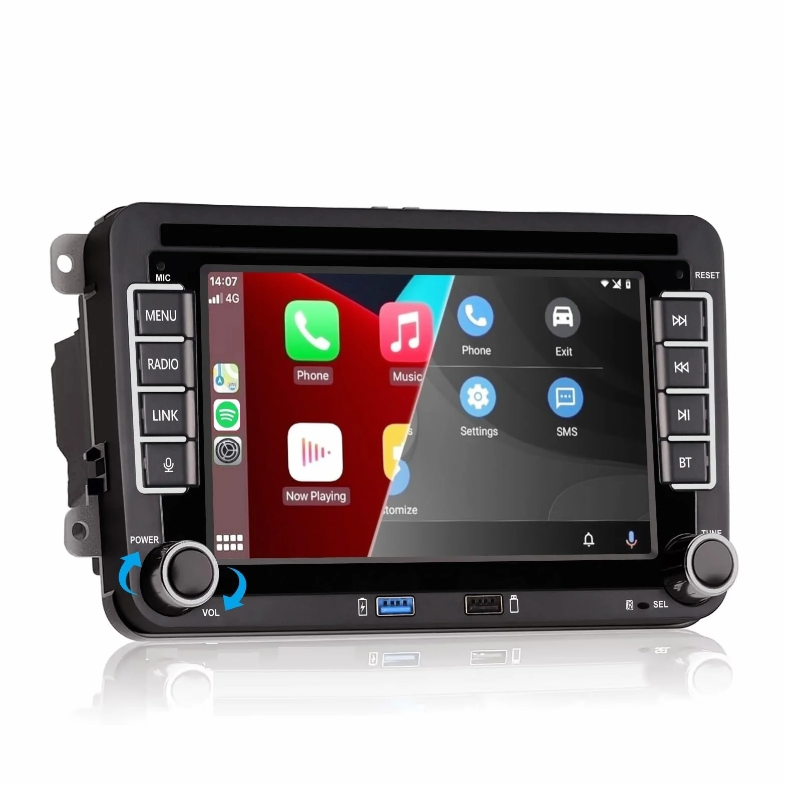 Autoradio für VW Golf 5/6, Polo 5/6R, T5, Passat, Jetta – 7-Zoll-Touchscreen, Wireless CarPlay & Android Auto, Bluetooth/AM/FM/Lenkradsteuerung (SWC)/USB/DSP-EQ, Plug and Play