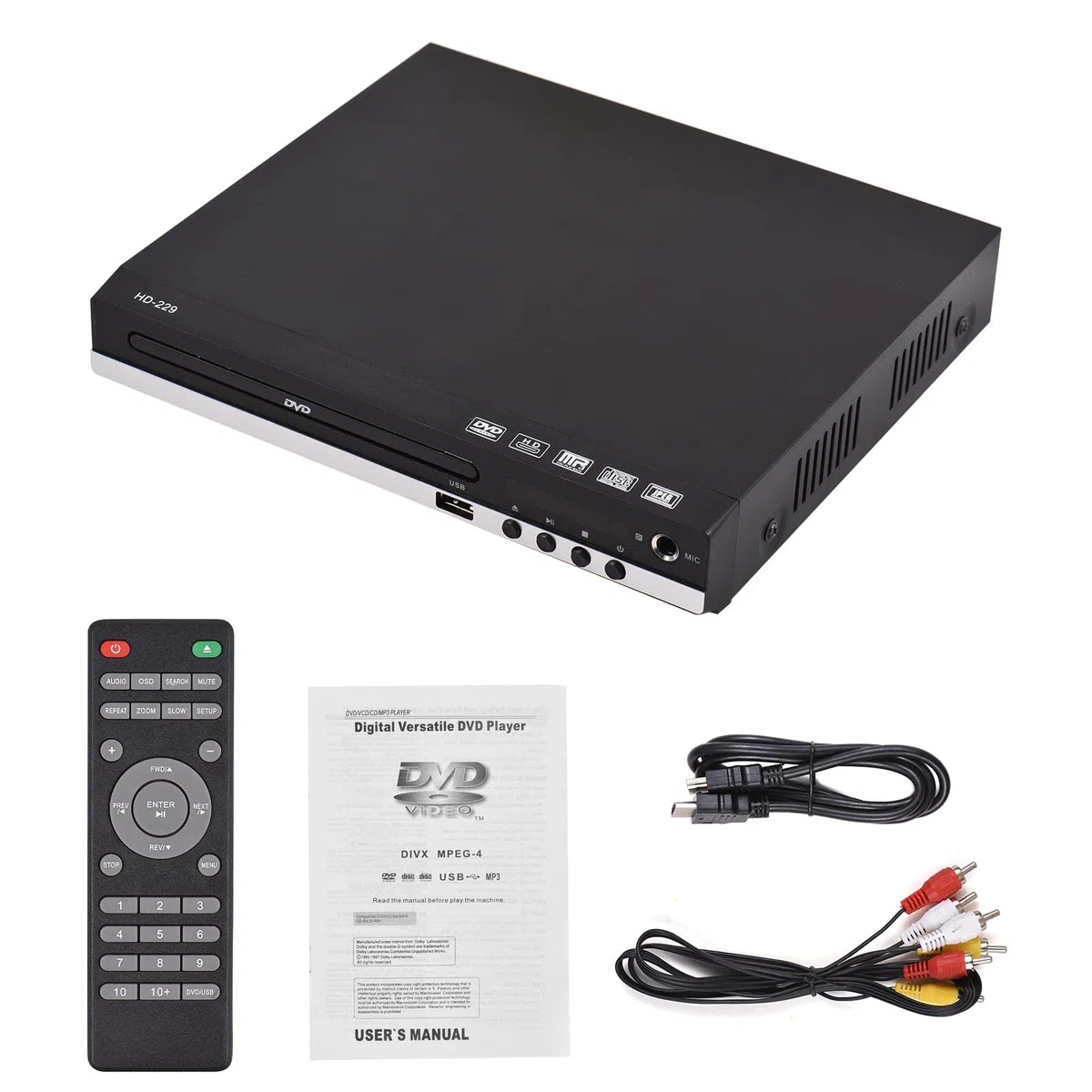 Matybobe HD-229 Heim-DVD-Player, DVD-CD-Disc-Player, digitale Multi-U-Disk-Wiedergabe, HD-AV-Ausgang mit Fernbedienung
