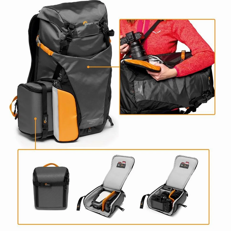 Lowepro PhotoSport BP 24L AW III, Wander Kamerarucksack für Spiegellose, seitlicher Zugriff, herausnehmbarer Kameraeinsatz und Zubehörgurtsystem, Blau un Schwarz, kompatibel mit Sony α7