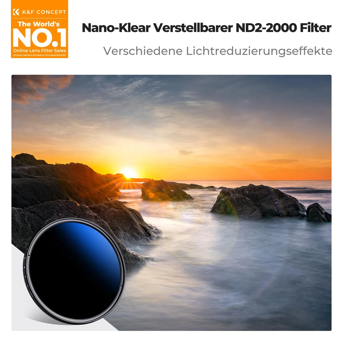 K&F CONCEPT Nano K-Serie ND Filter 67mm Variabler Graufilter ND2-ND2000 (1-11 Blendenstufen)