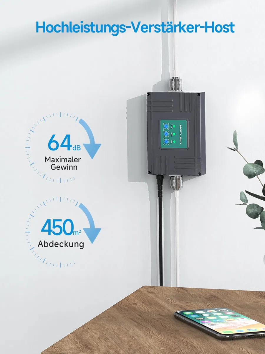 Handy Signalverstärker Triband-Repeater Verstärker Alle Netze LTE GSM 3G 4G 800MHz 900MHz 2100MHz EGSM WCDMA UMTS Verstärker Sprachanruf und Daten für Multi Mobile Netzwerkanbieter