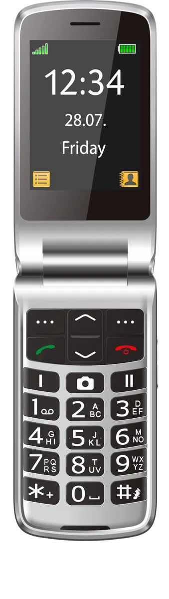 Beafon, SL646, Silverline, Seniorenhandy mit SOS Notruftaste, Klapphandy, Großtastentelefon, XXL Farbinnen- Außendisplay, Ladeschale, Fotokontakanzeige, Kamera