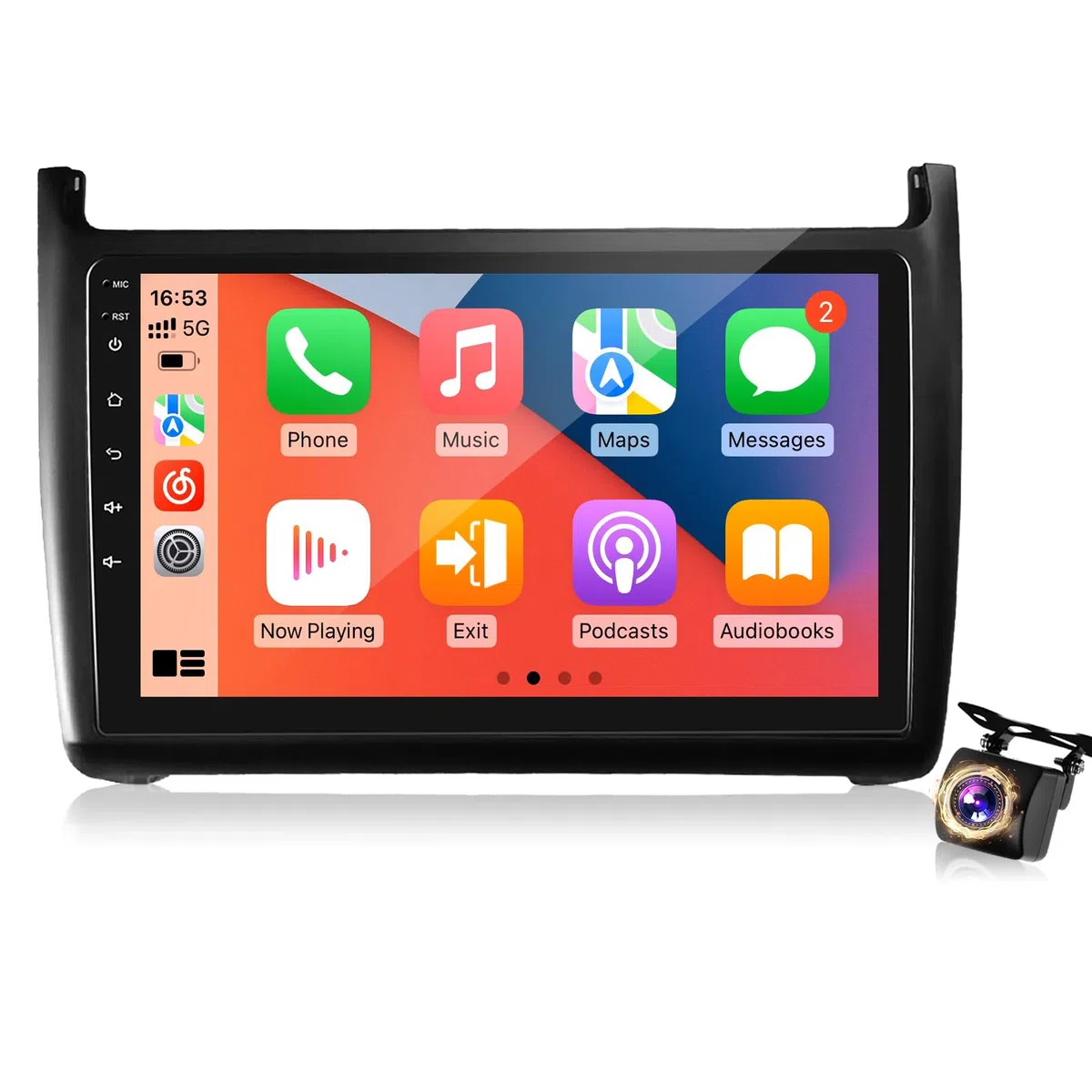 Android Autoradio für Volkswagen VW Polo 2008–2020, 9-Zoll Touchscreen Display 2+64G, Wireless CarPlay Android Auto, GPS WiFi, DSP, FM RDS Radio, Bluetooth, USB + Rückfahrkamera