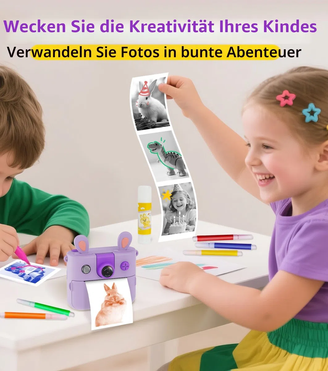 ORGSTA Kinderkamera Sofortbildkamera Digitalkamera für Kinder 3-12 Jahre Jungen Mädchen