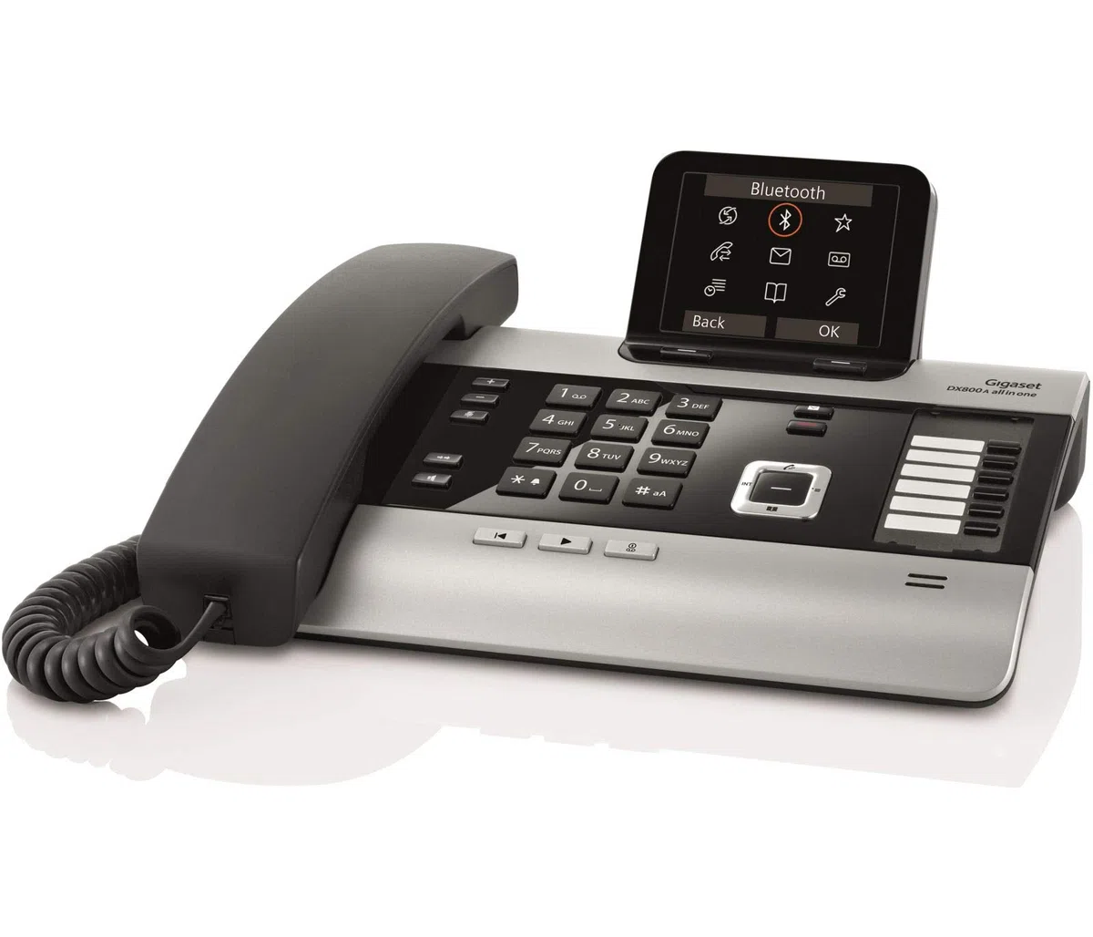 Gigaset DX800A Schnurgebundenes All-In-One DECT-Telefon mit großem Farbdisplay, ISDN-Anschluss für 6 Geräte, VoIP-Funktion, Bluetooth, 1000 Kontakte, brillante Audioqualität, titanium