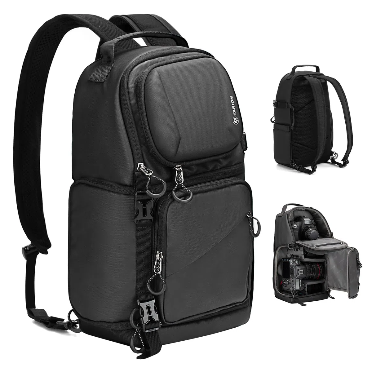 TARION Kameratasche Sling Kamerarucksack Klein: 2-in-1 Fotorucksack Kamera Sling Tasche 9L Fotografie mit Seitlicher Zugang Wasserdicht Regenhülle für DSLR SLR Spiegelreflex Reise TR-S